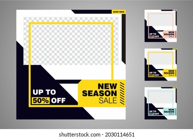 New set of editable minimal banner templates. Suitable for social media posts and web or internet ads. Vector illustration with photo college.