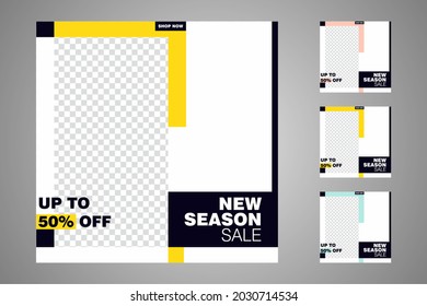 New set of editable minimal banner templates. Suitable for social media posts and web or internet ads. Vector illustration with photo college.