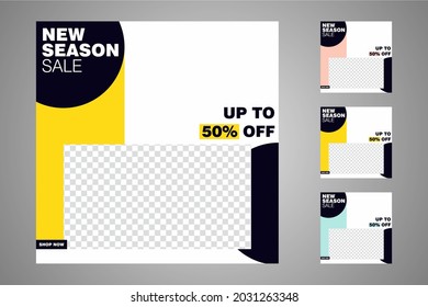 New set of editable minimal banner templates. Suitable for social media posts and web or internet ads. Vector illustration with photo college.