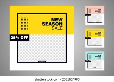Nuevo conjunto de plantillas de banners mínimas editables. Adecuado para publicaciones en medios sociales y anuncios web o en internet. Ilustración vectorial con colegio fotográfico.