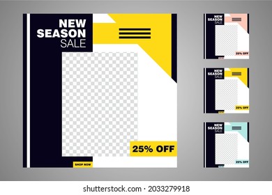 New set of editable minimal banner templates. Suitable for social media posts and web or internet ads. Vector illustration with photo college.