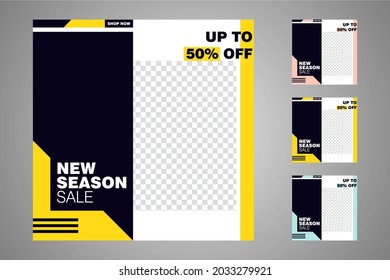 New set of editable minimal banner templates. Suitable for social media posts and web or internet ads. Vector illustration with photo college.