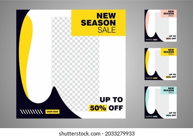 New set of editable minimal banner templates. Suitable for social media posts and web or internet ads. Vector illustration with photo college.