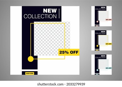 New set of editable minimal banner templates. Suitable for social media posts and web or internet ads. Vector illustration with photo college.