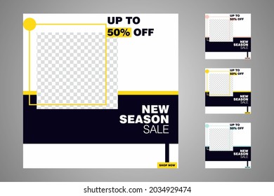Nuevo conjunto de plantillas de banners mínimas editables. Adecuado para publicaciones en medios sociales y anuncios web o en internet. Ilustración vectorial con colegio fotográfico.