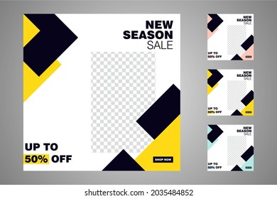 New set of editable minimal banner templates. Suitable for social media posts and web or internet ads. Vector illustration with photo college.