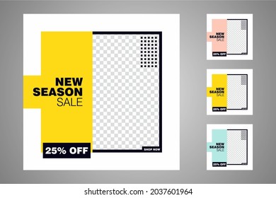 New set of editable minimal banner templates. Suitable for social media posts and web or internet ads. Vector illustration with photo college.