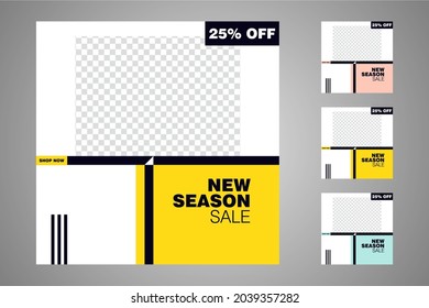New set of editable minimal banner templates. Suitable for social media posts and web or internet ads. Vector illustration with photo college.