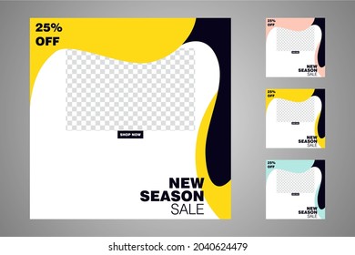 New set of editable minimal banner templates. Suitable for social media posts and web or internet ads. Vector illustration with photo college.