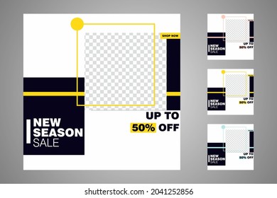 New set of editable minimal banner templates. Suitable for social media posts and web or internet ads. Vector illustration with photo college.
