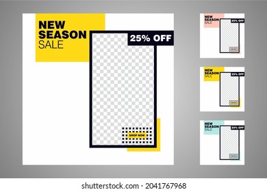 New set of editable minimal banner templates. Suitable for social media posts and web or internet ads. Vector illustration with photo college.