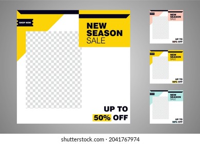 New set of editable minimal banner templates. Suitable for social media posts and web or internet ads. Vector illustration with photo college.