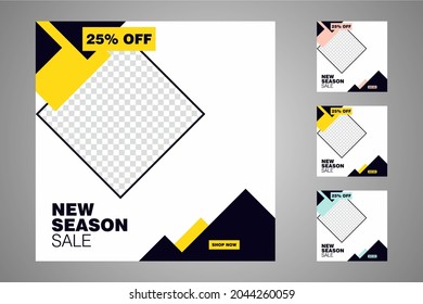 New set of editable minimal banner templates. Suitable for social media posts and web or internet ads. Vector illustration with photo college.
