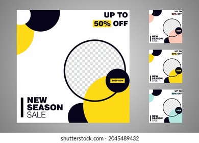 Nuevo conjunto de plantillas de banners mínimas editables. Adecuado para publicaciones en medios sociales y anuncios web o en internet. Ilustración vectorial con colegio fotográfico.