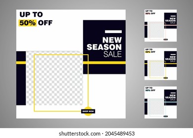 New set of editable minimal banner templates. Suitable for social media posts and web or internet ads. Vector illustration with photo college.