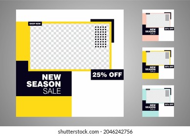New set of editable minimal banner templates. Suitable for social media posts and web or internet ads. Vector illustration with photo college.