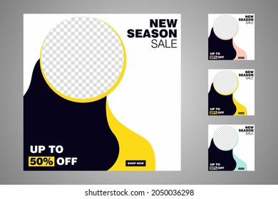 New set of editable minimal banner templates. Suitable for social media posts and web or internet ads. Vector illustration with photo college.