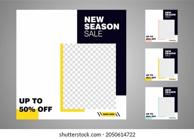 New set of editable minimal banner templates. Suitable for social media posts and web or internet ads. Vector illustration with photo college.