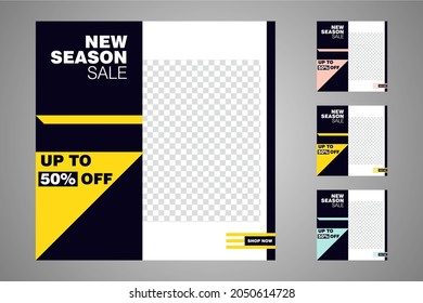 New set of editable minimal banner templates. Suitable for social media posts and web or internet ads. Vector illustration with photo college.