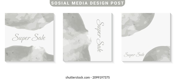 New set of editable minimal banner templates. Suitable for social media post, beauty, fashion and cosmetics. Vector illustration