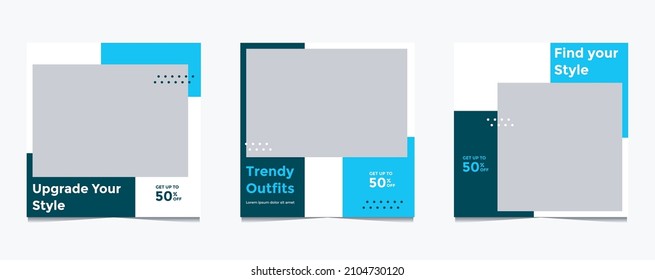 New set of editable minimal banner templates. Suitable for social media posts and web or internet ads. Vector illustration with photo college.