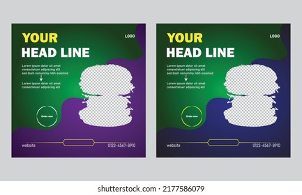 New set of editable minimal banner templates. Suitable for social media posts and web or internet ads. Vector illustration with photo college.