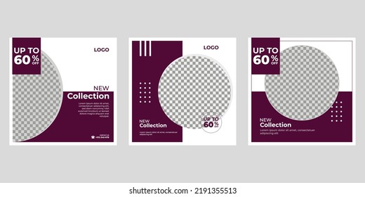 New set of editable minimal banner templates. Suitable for social media posts and web or internet ads. Vector illustration with photo college