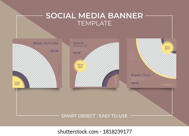 New Set of Editable minimal square banner template. Suitable for social media post and web/internet ads. Vector illustration with photo college - Vextor