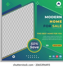 Nuevo conjunto de plantillas de banner cuadrado mínimo editable para inmuebles.
Forma de color de fondo azul, verde y amarillo.
Adecuado para publicaciones en medios sociales y anuncios en Internet.