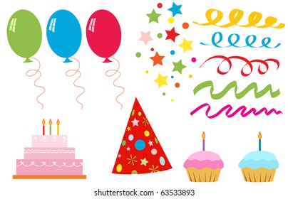 New Set of elements for birthday party, vector