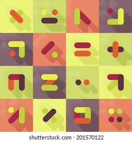 new set of flat icons. mathematical symbols