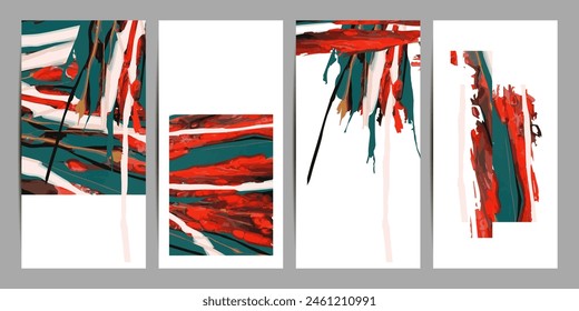 New Set Flyers layout template with mixture of acrylic paints. Liquid marble texture. Applicable for design cover, flyer, poster, placard. Mixed paints