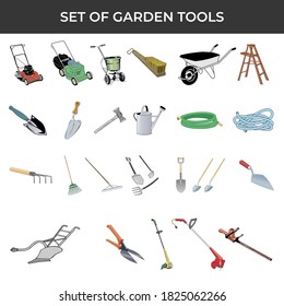 New Set of Garden Tools vector design icon illustrator