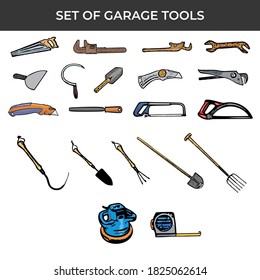 New Set of Garden Tools vector design icon illustrator