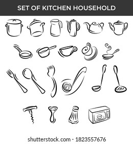 New Set of Household Kitchen vector design icon illustration
