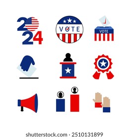 new set icon of american general election. American presidential election 2024. USA vote. 5 November. Vector icon