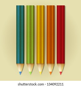 new set of rainbow colored pencils can use like office tools icons