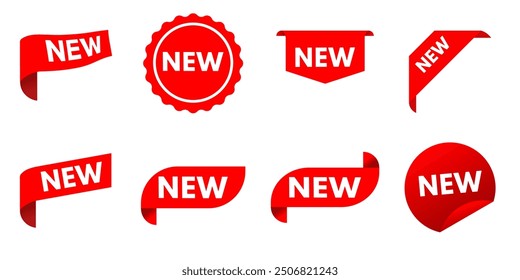 Nuevo - conjunto de pegatinas aisladas rojas, - Ilustración vectorial