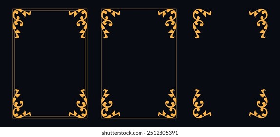 New Set of Resizable Decorative Frames, New Calligraphic frames, New floral rectangular frame, New Borders corners ornate frames for certificate floral classic vector designs collection