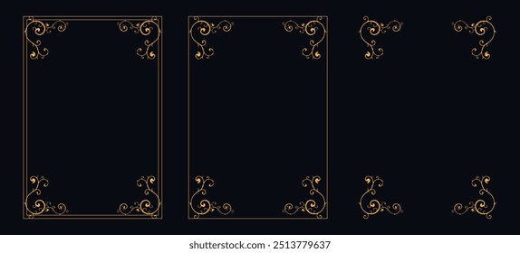 New Set of Resizable Decorative Frames, New Calligraphic frames, New floral rectangular frame, New Borders corners ornate frames for certificate floral classic vector designs collection