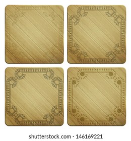 new set of wooden boards with vintage style ornamental frames can use like interface icons