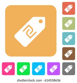 New Shekel price label flat icons on rounded square vivid color backgrounds.