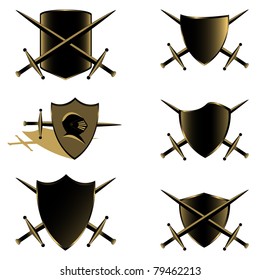 New shields and swords. Vector illustration