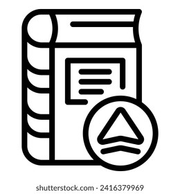 Neuer Umriss-Vektorgrafik des Seitenbuches. Veröffentlichen Sie Buch lesen. Titelgeschichte
