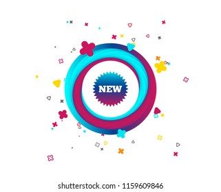 New sign icon. New arrival star symbol. Colorful button with icon. Geometric elements. Vector
