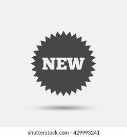 New sign icon. New arrival star symbol. Flat new web icon on white background. Vector