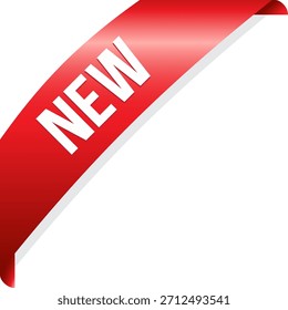 New sign label design. Corner New Ribbon Banner Vector Illustration. Red New label corner product.