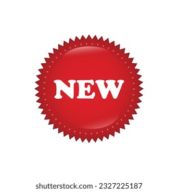 New sign. Red sale sticker. Vector red star label. Online shop promotion banner. Isolated illustration. Special offer.