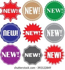 New signs set, new sticker set, vector illustration