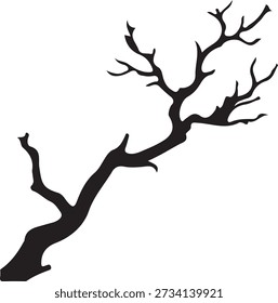 New Silhouette dry tree on white background.